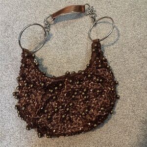 Y2k beaded sequin chocolate brown shoulder bag